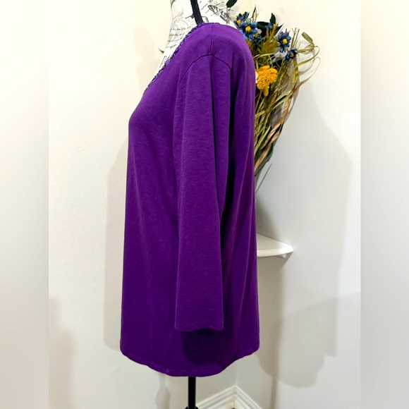 Coldwater Creek Purple Sequence Embellished 3/4 Sleeve Tunic Size 1X - Picture 5 of 9